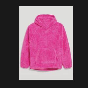 Old Navy Oversized Sherpa Pullover Hoodie, Flamingo Pink, XL
